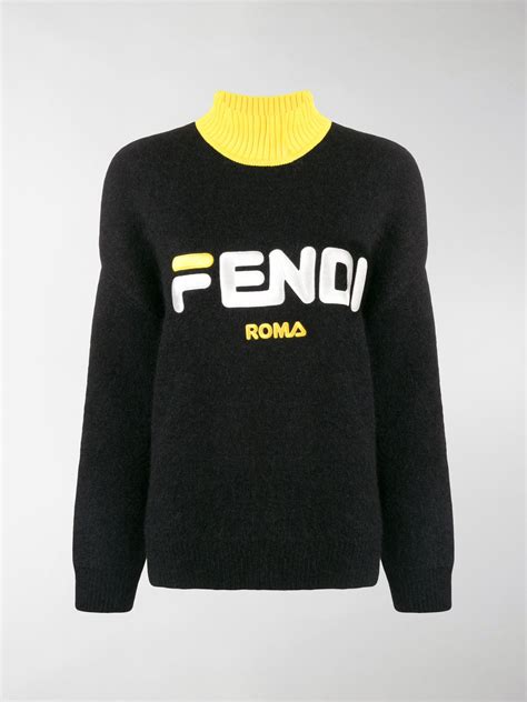 maglione blu scritto fendi|Maglieria .